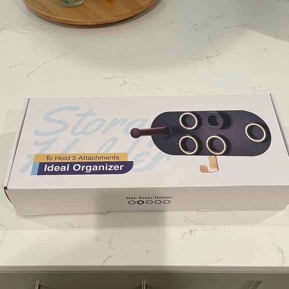 New in Box Dyson Hair Dryer Wall Mount Holder, Black, 5-Ring Magnetic Organizer - Picture 1 of 5